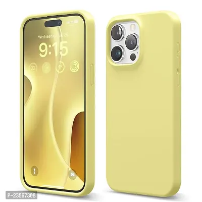 iNFiGO Silicone Back Case for Apple iPhone 15 Pro Max |Liquid Silicone| Thin, Slim, Soft Rubber Gel Case | Raised Bezels for Extra Protection of Camera  Screen (Yellow).