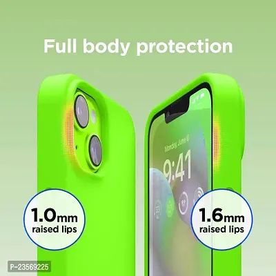 iNFiGO Silicone Back Case for Apple iPhone 14 |Liquid Silicone| Thin, Slim, Soft Rubber Gel Case | Raised Bezels for Extra Protection of Camera  Screen (Neon Green).-thumb4