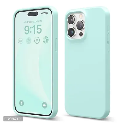 iNFiGO Silicone Back Case for Apple iPhone 15 Pro Max |Liquid Silicone| Thin, Slim, Soft Rubber Gel Case | Raised Bezels for Extra Protection of Camera  Screen (Aqua).