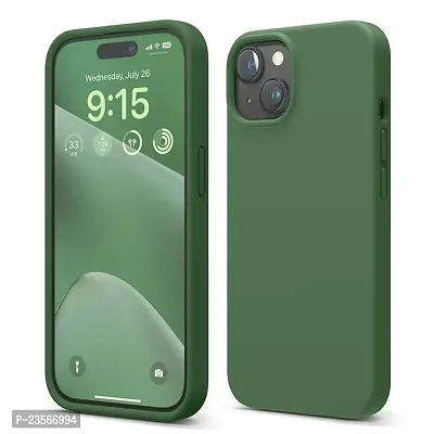 iNFiGO Silicone Back Case for Apple iPhone 15 Plus |Liquid Silicone| Thin, Slim, Soft Rubber Gel Case | Raised Bezels for Extra Protection of Camera  Screen (Dark Green).