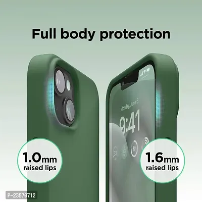 iNFiGO Silicone Back Case for Apple iPhone 14 |Liquid Silicone| Thin, Slim, Soft Rubber Gel Case | Raised Bezels for Extra Protection of Camera  Screen (Dark Greeen).-thumb4