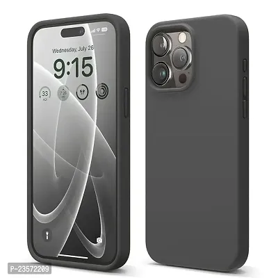 iNFiGO Silicone Back Case for Apple iPhone 15 Pro Max |Liquid Silicone| Thin, Slim, Soft Rubber Gel Case | Raised Bezels for Extra Protection of Camera  Screen (Dark Grey).