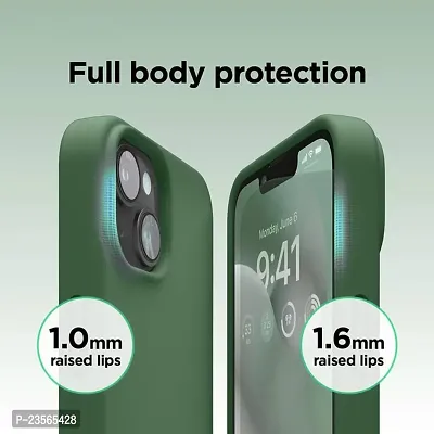 iNFiGO Silicone Back Case for Apple iPhone 13 |Liquid Silicone| Thin, Slim, Soft Rubber Gel Case | Raised Bezels for Extra Protection of Camera  Screen (Dark Greeen).-thumb4