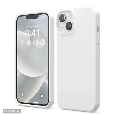 iNFiGO Silicone Back Case for Apple iPhone 14 |Liquid Silicone| Thin, Slim, Soft Rubber Gel Case | Raised Bezels for Extra Protection of Camera  Screen (White).