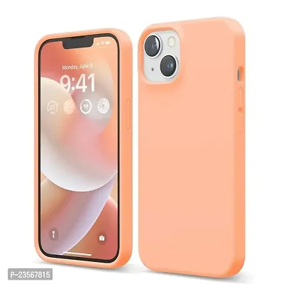 iNFiGO Silicone Back Case for Apple iPhone 13 |Liquid Silicone| Thin, Slim, Soft Rubber Gel Case | Raised Bezels for Extra Protection of Camera  Screen (Salmon).