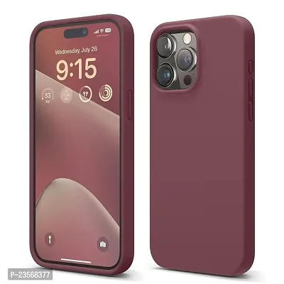 iNFiGO Silicone Back Case for Apple iPhone 15 Pro Max |Liquid Silicone| Thin, Slim, Soft Rubber Gel Case | Raised Bezels for Extra Protection of Camera  Screen (Burgandy).