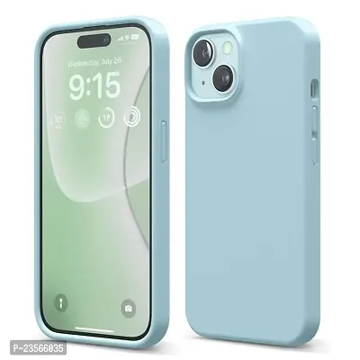 iNFiGO Silicone Back Case for Apple iPhone 15 |Liquid Silicone| Thin, Slim, Soft Rubber Gel Case | Raised Bezels for Extra Protection of Camera  Screen (Bue).