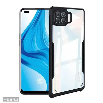 iNFiGO Oppo F17 Pro Shockproof Bumper Crystal Clear Back Cover | 360 Degree Protection TPU+PC | Camera Protection | Acrylic Transparent Back Cover for Oppo F17 Pro (Black).-thumb0