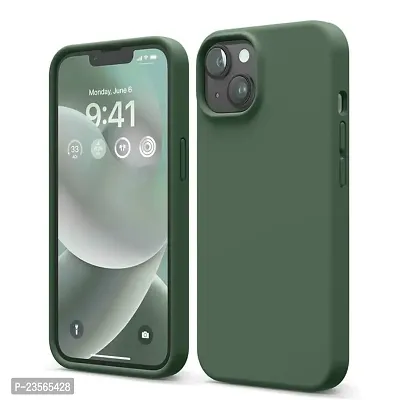 iNFiGO Silicone Back Case for Apple iPhone 13 |Liquid Silicone| Thin, Slim, Soft Rubber Gel Case | Raised Bezels for Extra Protection of Camera  Screen (Dark Greeen).-thumb0