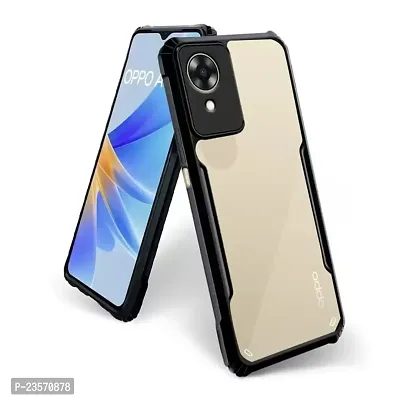 iNFiGO Oppo A17k Shockproof Bumper Crystal Clear Back Cover | 360 Degree Protection TPU+PC | Camera Protection | Acrylic Transparent Back Cover for Oppo A17k (Black).-thumb0