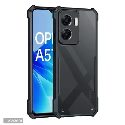 iNFiGO Oppo A57 4G Shockproof Bumper Crystal Clear Back Cover | 360 Degree Protection TPU+PC | Camera Protection | Acrylic Transparent Back Cover for Oppo A57 4G (Black).-thumb0