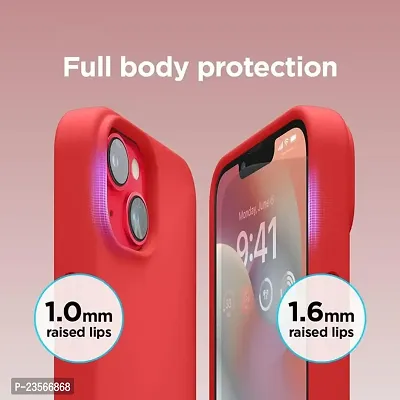 iNFiGO Silicone Back Case for Apple iPhone 13 |Liquid Silicone| Thin, Slim, Soft Rubber Gel Case | Raised Bezels for Extra Protection of Camera  Screen (Red).-thumb4