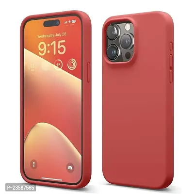 iNFiGO Silicone Back Case for Apple iPhone 15 Pro |Liquid Silicone| Thin, Slim, Soft Rubber Gel Case | Raised Bezels for Extra Protection of Camera  Screen (Brick Red).