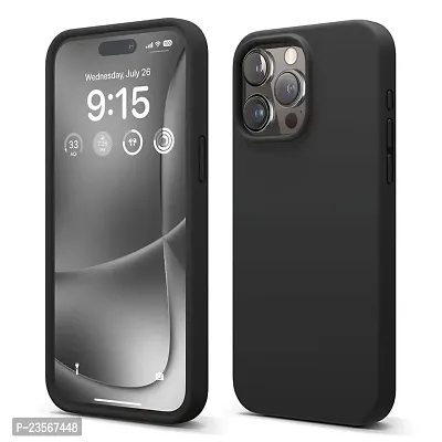 iNFiGO Silicone Back Case for Apple iPhone 15 Pro |Liquid Silicone| Thin, Slim, Soft Rubber Gel Case | Raised Bezels for Extra Protection of Camera  Screen (Black).