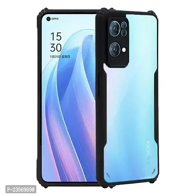 iNFiGO Oppo Reno 7 Pro 5G Shockproof Bumper Crystal Clear Back Cover | 360 Degree Protection TPU+PC | Camera Protection | Acrylic Transparent Back Cover for Oppo Reno 7 Pro 5G (Black).-thumb0