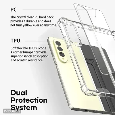 iNFiGO Back Cover for Samsung Galaxy Z Fold 3 5G, Slim Fit Crystal Clear Hard PC  Soft TPU Bumper Cover with Shockproof Heavy Duty Protection (Clear).-thumb4