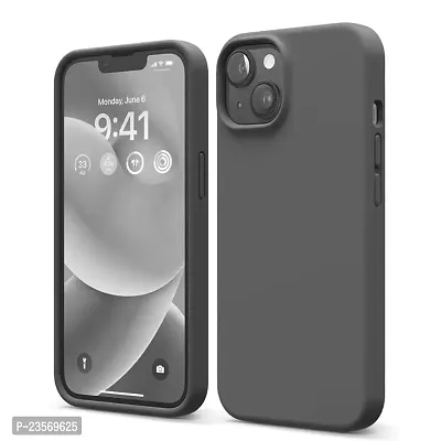 iNFiGO Silicone Back Case for Apple iPhone 14 |Liquid Silicone| Thin, Slim, Soft Rubber Gel Case | Raised Bezels for Extra Protection of Camera  Screen (Dark Grey).-thumb0