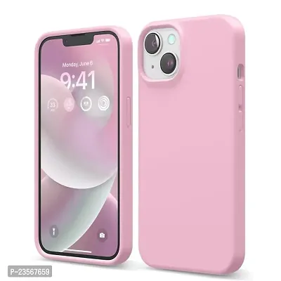 iNFiGO Silicone Back Case for Apple iPhone 14 |Liquid Silicone| Thin, Slim, Soft Rubber Gel Case | Raised Bezels for Extra Protection of Camera  Screen (Baby Pink).