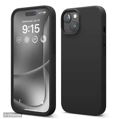 iNFiGO Silicone Back Case for Apple iPhone 15 |Liquid Silicone| Thin, Slim, Soft Rubber Gel Case | Raised Bezels for Extra Protection of Camera  Screen (Black).