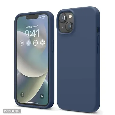 iNFiGO Silicone Back Case for Apple iPhone 13 |Liquid Silicone| Thin, Slim, Soft Rubber Gel Case | Raised Bezels for Extra Protection of Camera  Screen (Navy Blue).