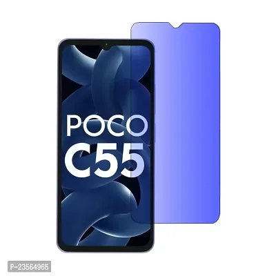 iNFiGO Anti Blue Light (Blue Light Resistant to Protect your Eyes) Tempered Glass Screen Protector for Poco C55.
