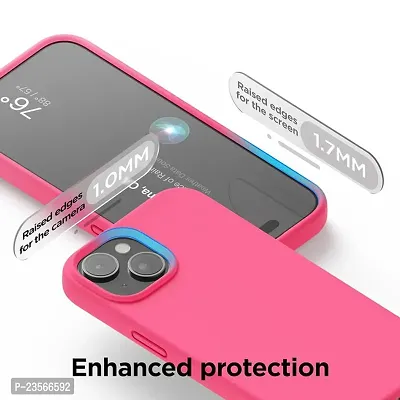 iNFiGO Silicone Back Case for Apple iPhone 15 |Liquid Silicone| Thin, Slim, Soft Rubber Gel Case | Raised Bezels for Extra Protection of Camera  Screen (Neon Pink).-thumb4