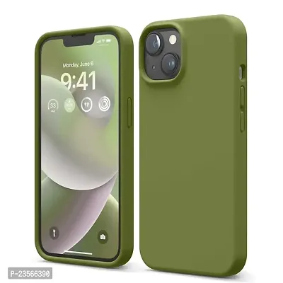 iNFiGO Silicone Back Case for Apple iPhone 13 |Liquid Silicone| Thin, Slim, Soft Rubber Gel Case | Raised Bezels for Extra Protection of Camera  Screen (Cedar Green).-thumb0