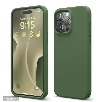 iNFiGO Silicone Back Case for Apple iPhone 15 Pro |Liquid Silicone| Thin, Slim, Soft Rubber Gel Case | Raised Bezels for Extra Protection of Camera  Screen (Dark Green).
