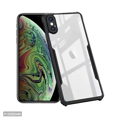 iNFiGO Apple iPhone Xs Max Shockproof Bumper Crystal Clear Back Cover | 360 Degree Protection TPU+PC | Camera Protection | Acrylic Transparent Back Cover for Apple iPhone Xs Max (Black).-thumb0