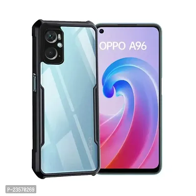 iNFiGO Oppo A96 Shockproof Bumper Crystal Clear Back Cover | 360 Degree Protection TPU+PC | Camera Protection | Acrylic Transparent Back Cover for Oppo A96 (Black).