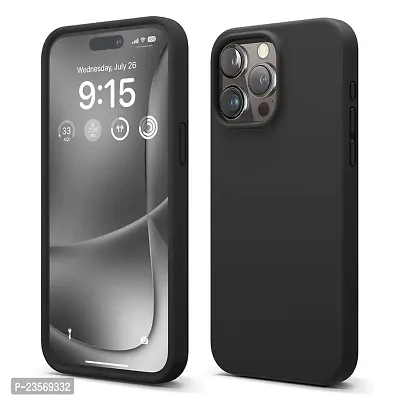 iNFiGO Silicone Back Case for Apple iPhone 15 Pro Max |Liquid Silicone| Thin, Slim, Soft Rubber Gel Case | Raised Bezels for Extra Protection of Camera  Screen (Black).