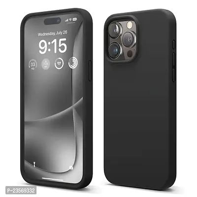 iNFiGO Silicone Back Case for Apple iPhone 15 Pro Max |Liquid Silicone| Thin, Slim, Soft Rubber Gel Case | Raised Bezels for Extra Protection of Camera  Screen (Black).-thumb0