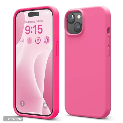iNFiGO Silicone Back Case for Apple iPhone 15 |Liquid Silicone| Thin, Slim, Soft Rubber Gel Case | Raised Bezels for Extra Protection of Camera  Screen (Neon Pink).