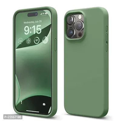 iNFiGO Silicone Back Case for Apple iPhone 15 Pro Max |Liquid Silicone| Thin, Slim, Soft Rubber Gel Case | Raised Bezels for Extra Protection of Camera  Screen (Midnight Green).