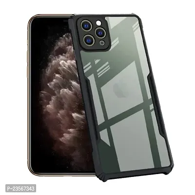 iNFiGO Apple iPhone 11 Pro Max Shockproof Bumper Crystal Clear Back Cover | 360 Degree Protection TPU+PC | Camera Protection | Acrylic Transparent Back Cover for Apple iPhone 11 Pro Max (Black).-thumb0