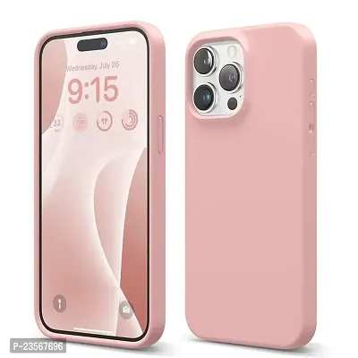 iNFiGO Silicone Back Case for Apple iPhone 15 Pro |Liquid Silicone| Thin, Slim, Soft Rubber Gel Case | Raised Bezels for Extra Protection of Camera  Screen (Pink).-thumb0