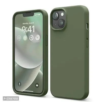 iNFiGO Silicone Back Case for Apple iPhone 14 |Liquid Silicone| Thin, Slim, Soft Rubber Gel Case | Raised Bezels for Extra Protection of Camera  Screen (Khaki Green).