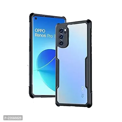 iNFiGO Oppo Reno 6 Pro 5G Shockproof Bumper Crystal Clear Back Cover | 360 Degree Protection TPU+PC | Camera Protection | Acrylic Transparent Back Cover for Oppo Reno 6 Pro 5G (Black).