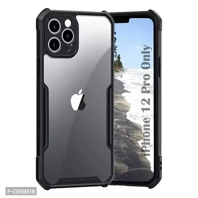 iNFiGO Apple iPhone 12 Pro Shockproof Bumper Crystal Clear Back Cover | 360 Degree Protection TPU+PC | Camera Protection | Acrylic Transparent Back Cover for Apple iPhone 12 Pro (Black).