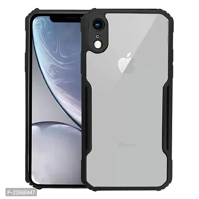 iNFiGO Apple iPhone Xr Shockproof Bumper Crystal Clear Back Cover | 360 Degree Protection TPU+PC | Camera Protection | Acrylic Transparent Back Cover for Apple iPhone Xr (Black).-thumb0