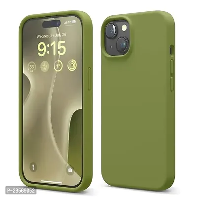 iNFiGO Silicone Back Case for Apple iPhone 15 Plus |Liquid Silicone| Thin, Slim, Soft Rubber Gel Case | Raised Bezels for Extra Protection of Camera  Screen (Olive Green).-thumb0