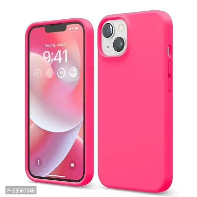 iNFiGO Silicone Back Case for Apple iPhone 14 |Liquid Silicone| Thin, Slim, Soft Rubber Gel Case | Raised Bezels for Extra Protection of Camera  Screen (Neon Pink).
