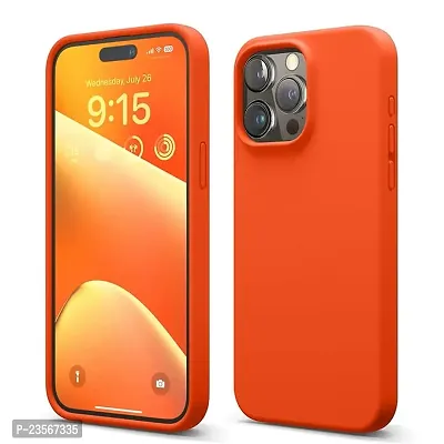 iNFiGO Silicone Back Case for Apple iPhone 15 Pro Max |Liquid Silicone| Thin, Slim, Soft Rubber Gel Case | Raised Bezels for Extra Protection of Camera  Screen (Orange).