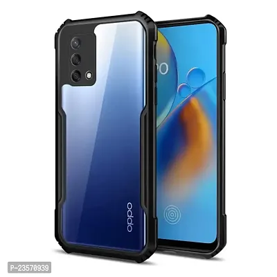 iNFiGO Oppo F19 Shockproof Bumper Crystal Clear Back Cover | 360 Degree Protection TPU+PC | Camera Protection | Acrylic Transparent Back Cover for Oppo F19 (Black).