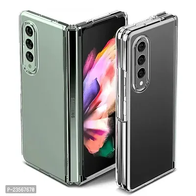 iNFiGO Back Cover for Samsung Galaxy Z Fold 3 5G, Slim Fit Crystal Clear Hard PC  Soft TPU Bumper Cover with Shockproof Heavy Duty Protection (Clear).-thumb0