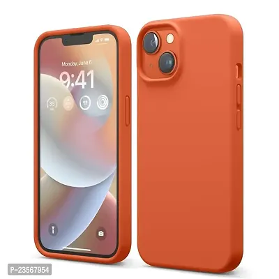 iNFiGO Silicone Back Case for Apple iPhone 14 |Liquid Silicone| Thin, Slim, Soft Rubber Gel Case | Raised Bezels for Extra Protection of Camera  Screen (Orange).