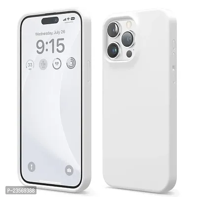 iNFiGO Silicone Back Case for Apple iPhone 15 Pro |Liquid Silicone| Thin, Slim, Soft Rubber Gel Case | Raised Bezels for Extra Protection of Camera  Screen (White).