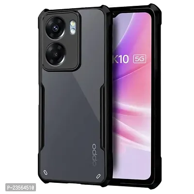 iNFiGO Oppo K10 5G Shockproof Bumper Crystal Clear Back Cover | 360 Degree Protection TPU+PC | Camera Protection | Acrylic Transparent Back Cover for Oppo K10 5G(Black).-thumb0