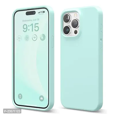 iNFiGO Silicone Back Case for Apple iPhone 15 Pro |Liquid Silicone| Thin, Slim, Soft Rubber Gel Case | Raised Bezels for Extra Protection of Camera  Screen (Aqua).