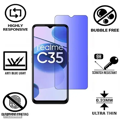 iNFiGO Blue Light Resistant Tempered Glass, a Screen Protector compatible for Realme C35-thumb3